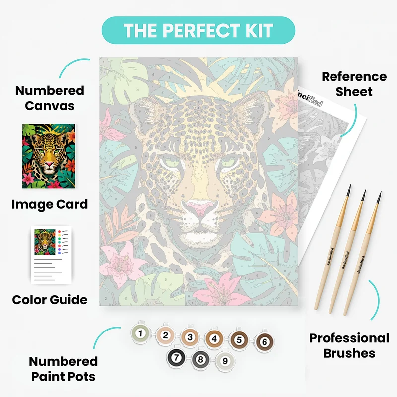 Tropical Jaguar in Jungle Paradise - Paint by Numbers Kit
