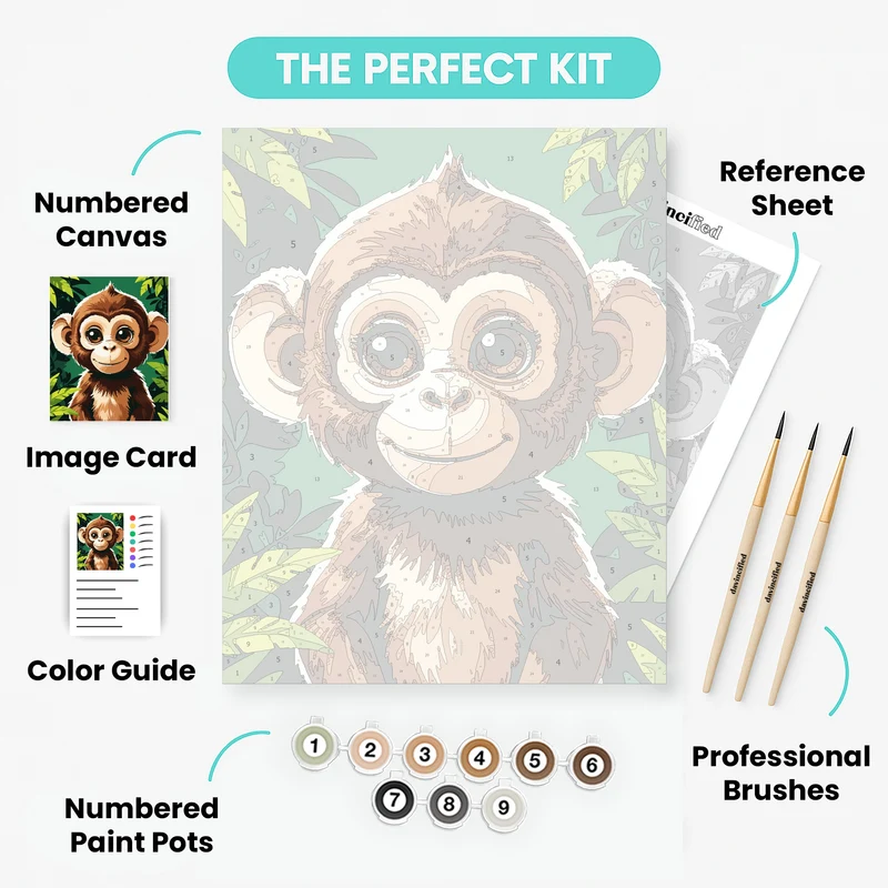Adorable Baby Monkey - Paint by Numbers Kit