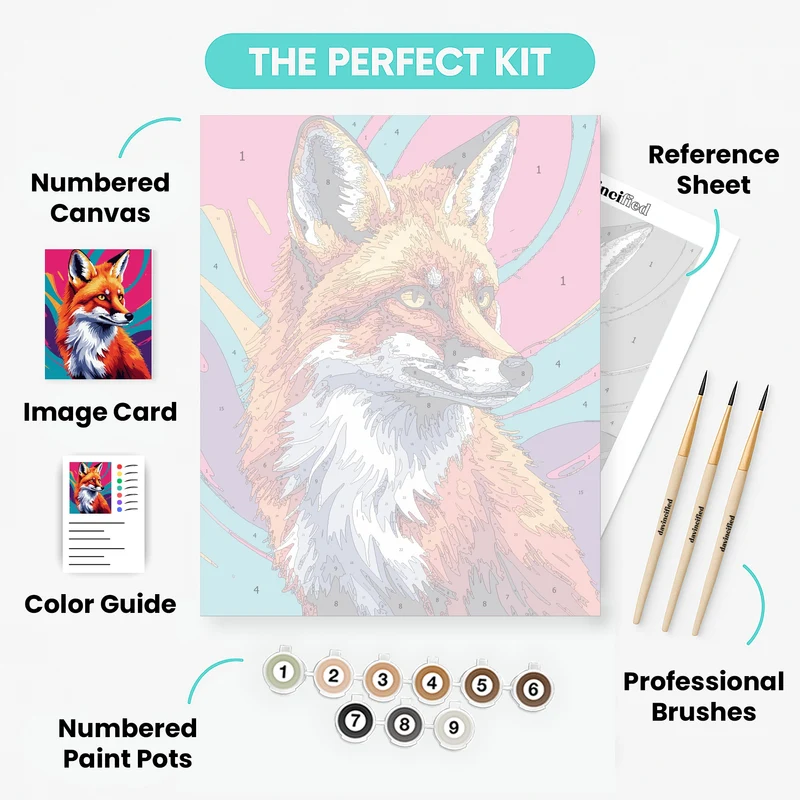 Vibrant Fox Portrait - Paint by Numbers Kit