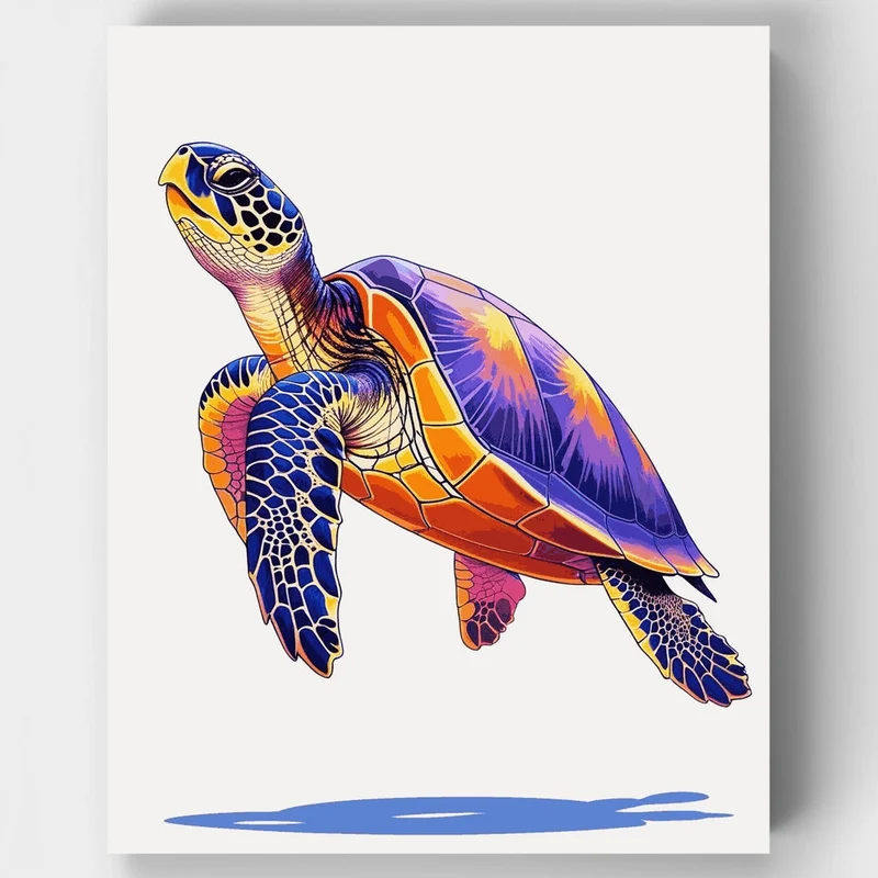 Colorful Sea Turtle in Flight - Paint by Numbers Kit