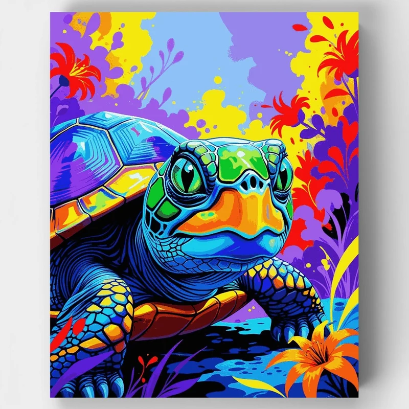 Vibrant Sea Turtle in Tropical Paradise - Paint by Numbers Kit