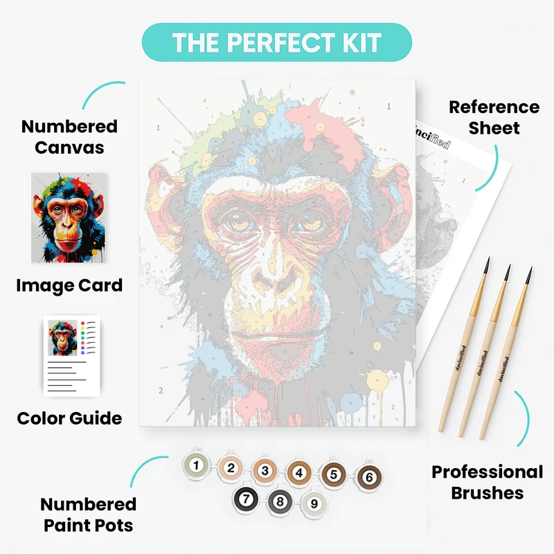 Vibrant Chimpanzee - Paint by Numbers Kit