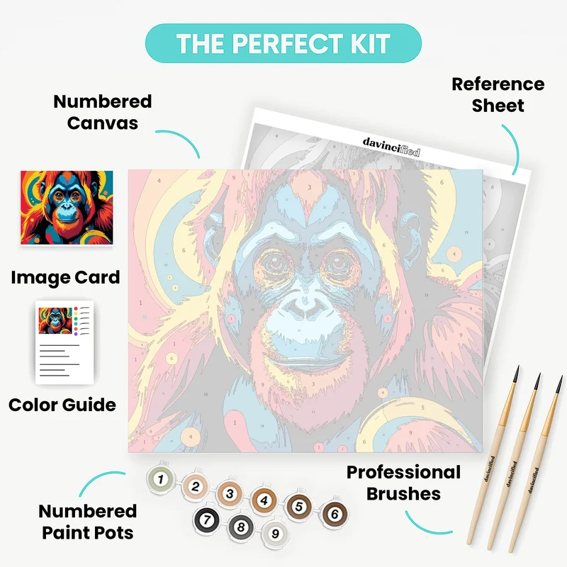Vibrant Orangutan Portrait - Paint by Numbers Kit