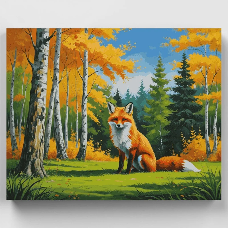 Red Fox in Autumn Forest - Paint by Numbers Kit