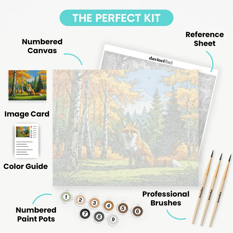 Red Fox in Autumn Forest - Paint by Numbers Kit