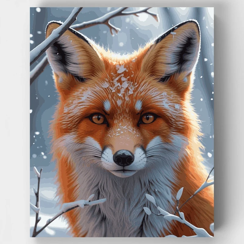 Winter Fox in Snowy Forest - Paint by Numbers Kit