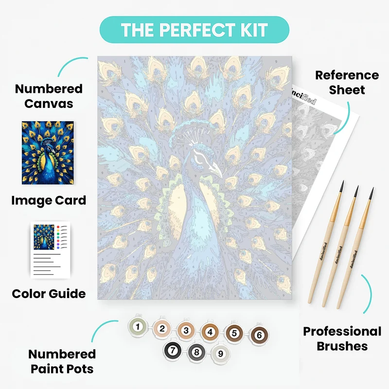 Majestic Blue Peacock - Paint by Numbers Kit