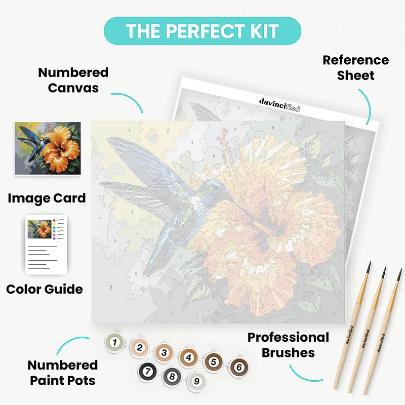 Hummingbird and Hibiscus - Paint by Numbers Kit