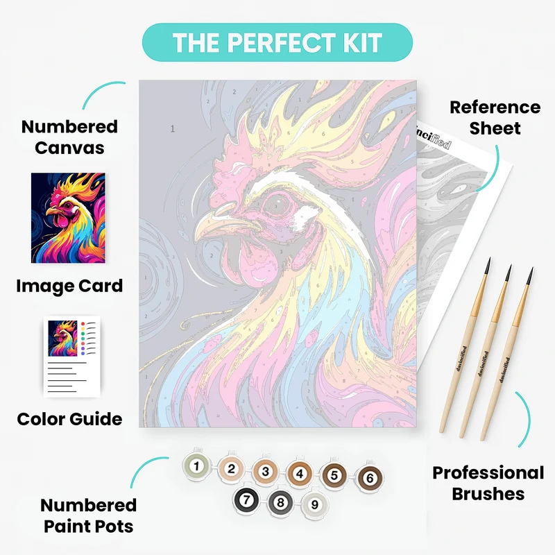 Vibrant Rooster - Paint by Numbers Kit