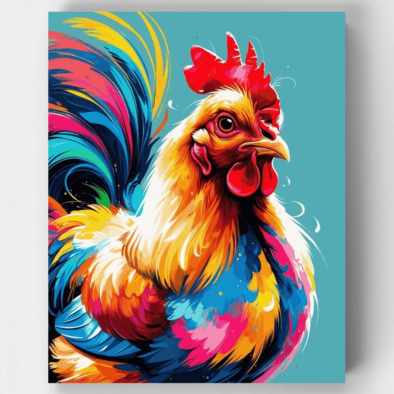 Vibrant Rainbow Rooster - Paint by Numbers Kit