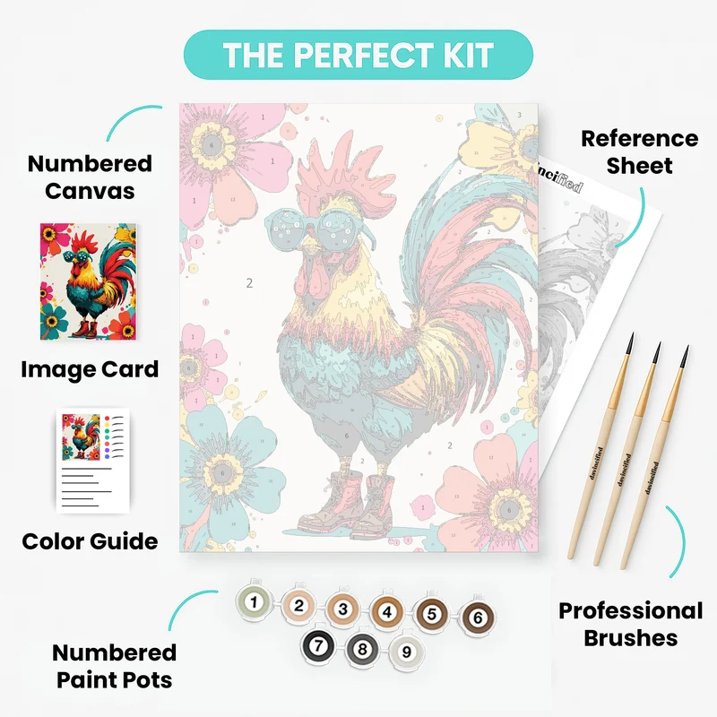 Funky Rooster in Boots - Paint by Numbers Kit