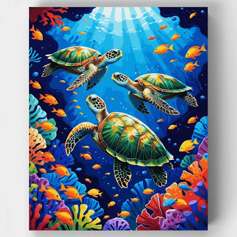 Underwater Sea Turtles - Paint by Numbers Kit