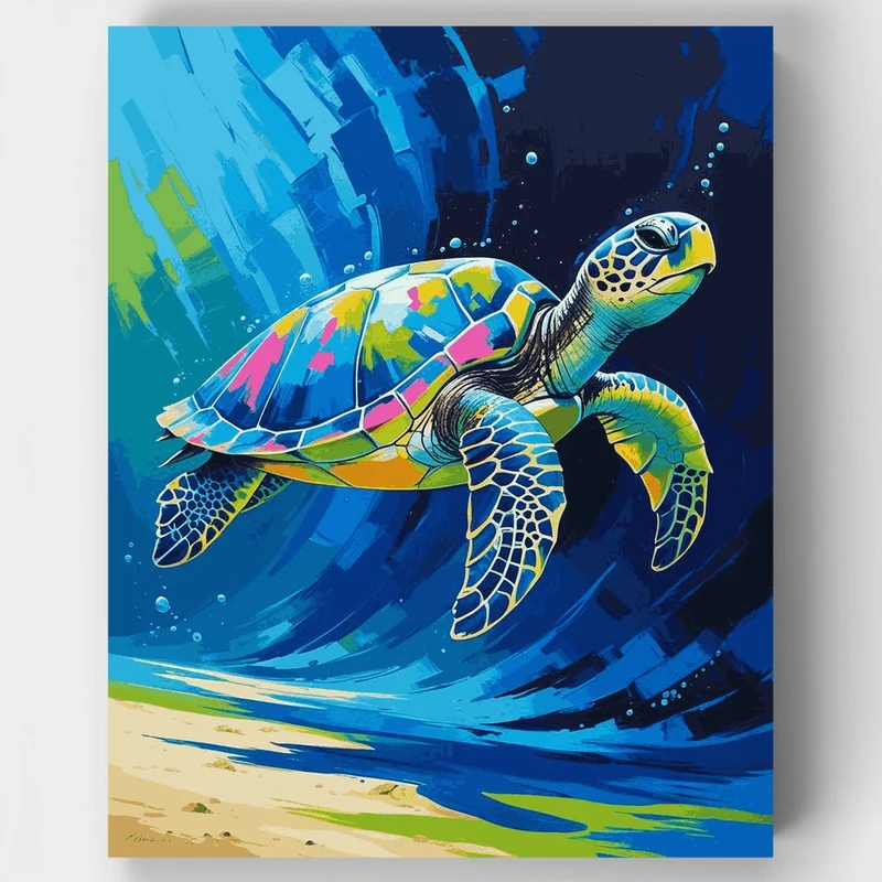 Majestic Sea Turtle Ocean Journey - Paint by Numbers Kit