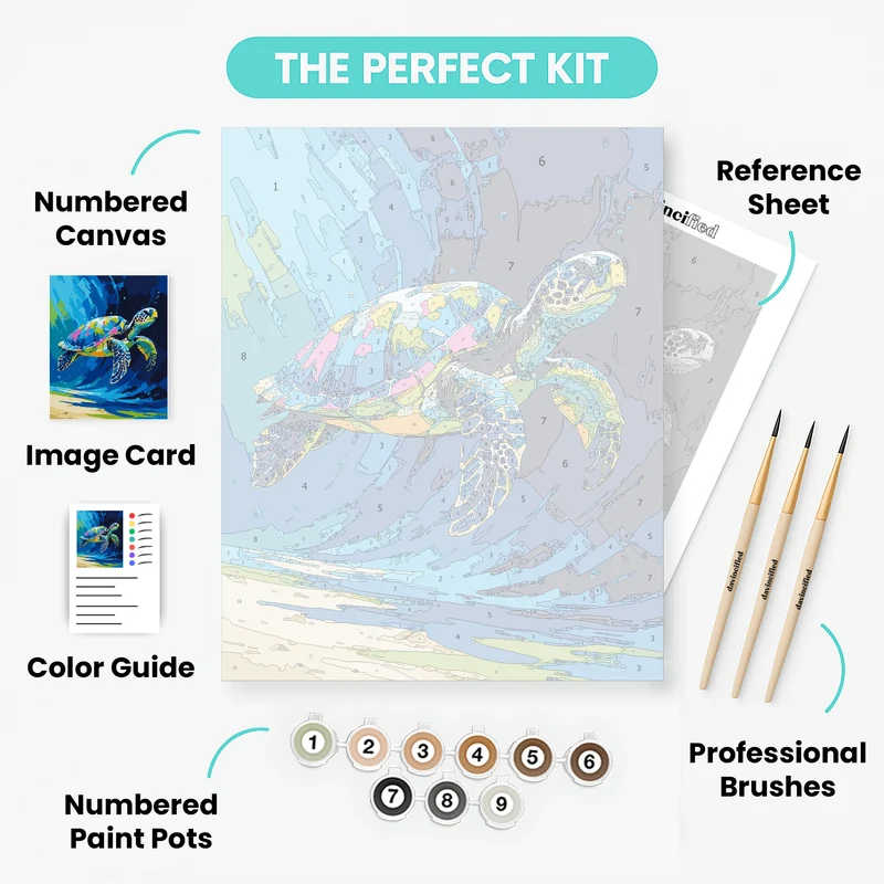 Majestic Sea Turtle Ocean Journey - Paint by Numbers Kit