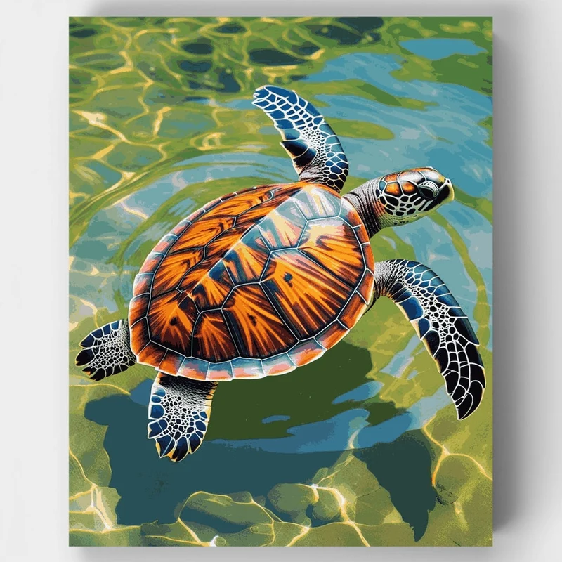 Sea Turtle in Crystal Waters - Paint by Numbers Kit