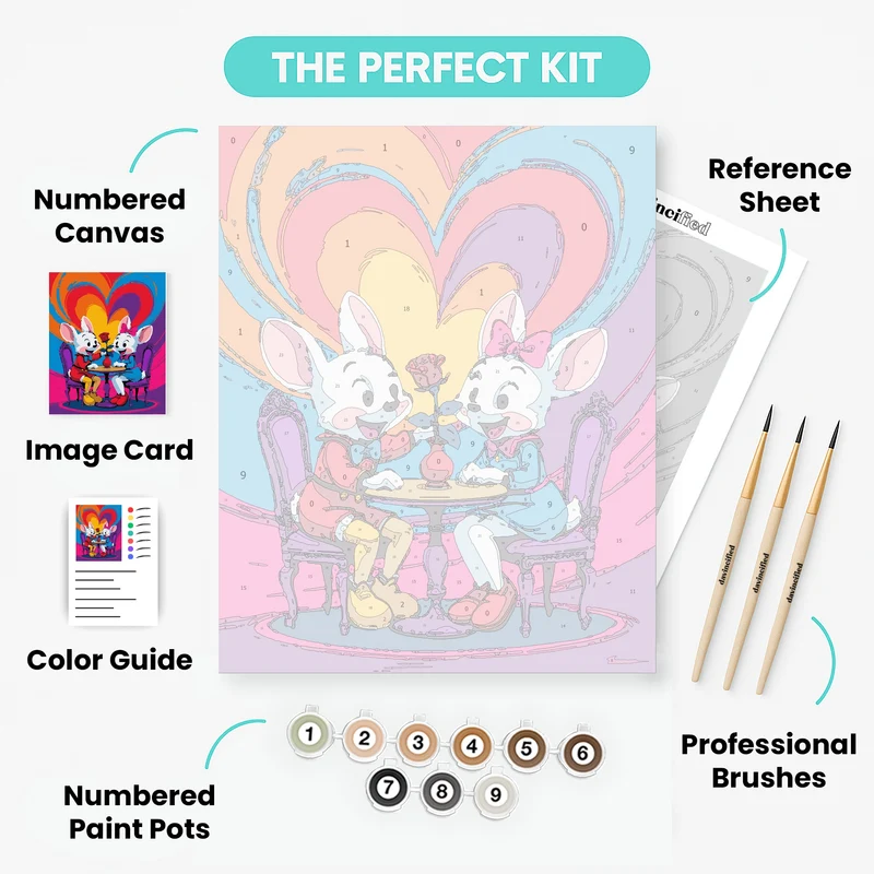 Romantic Mice Valentine's Date - Paint by Numbers Kit