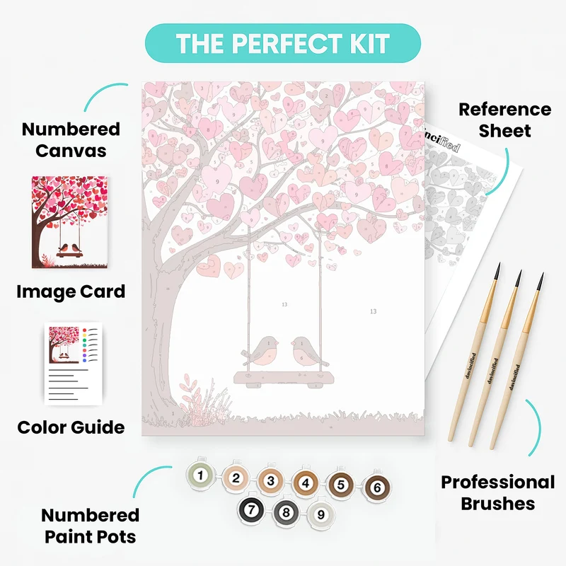 Love Birds Under Heart Tree - Paint by Numbers Kit