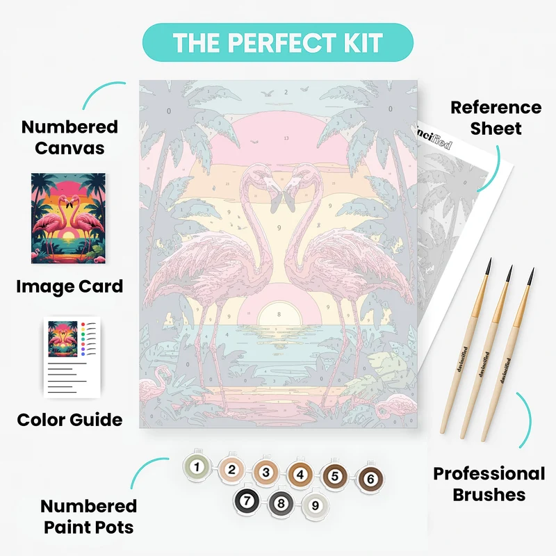 Tropical Flamingo Paradise - Paint by Numbers Kit