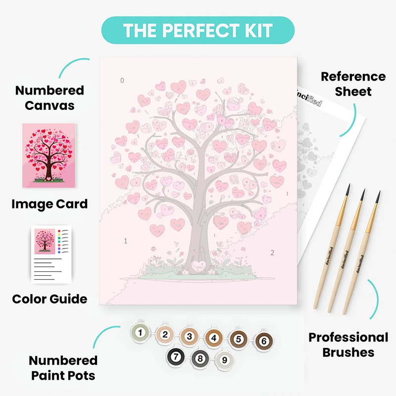 Love Tree with Hearts - Paint by Numbers Kit