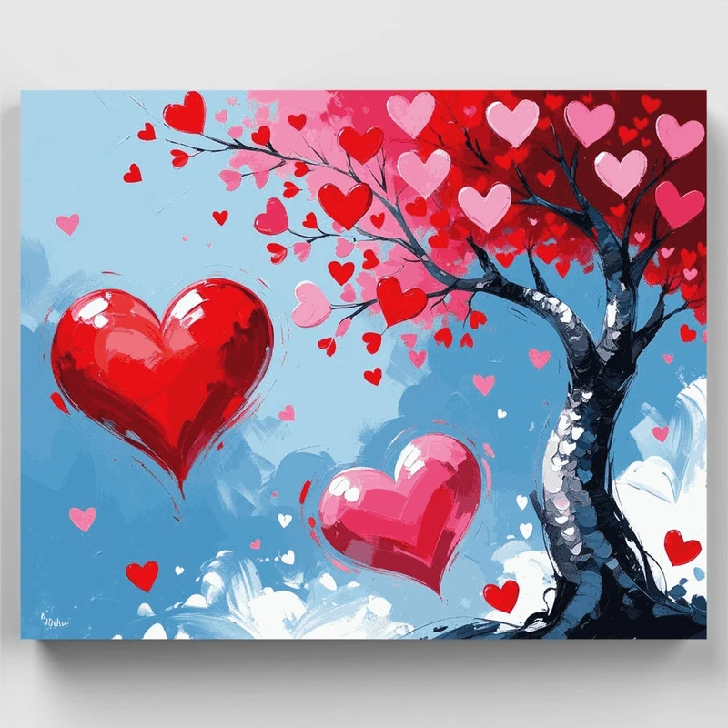 Valentine's Heart Tree - Paint by Numbers Kit