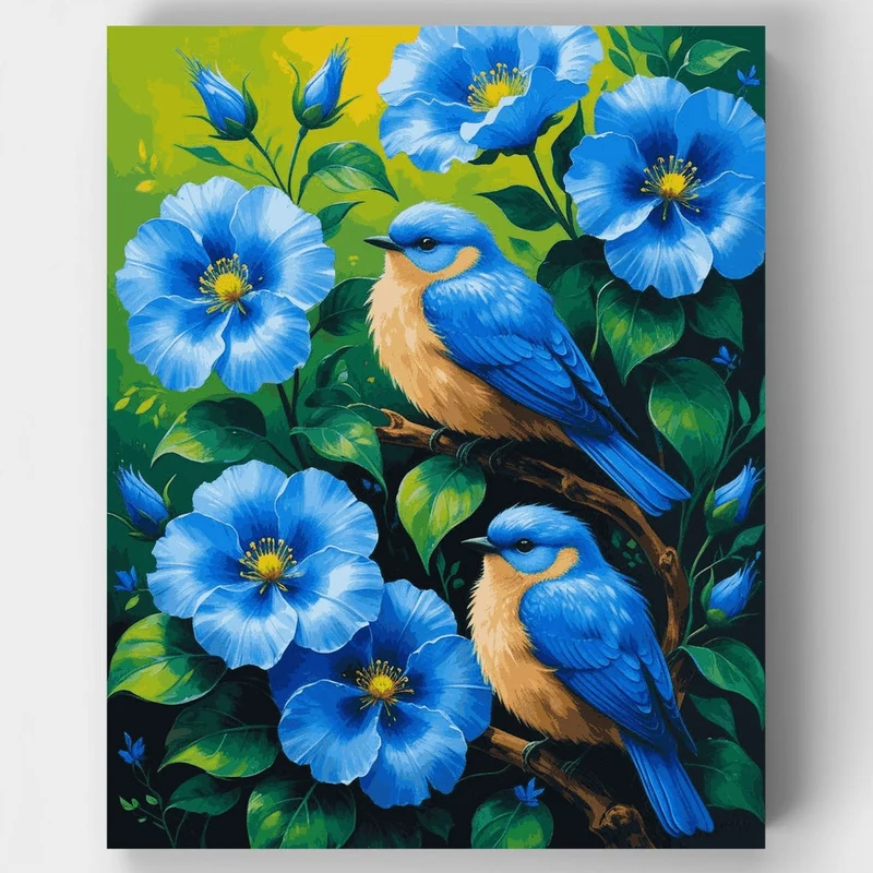 Blue Birds and Blooms - Paint by Numbers Kit
