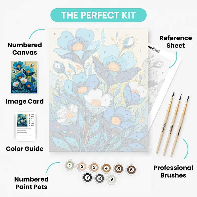 Blue Floral Bouquet - Paint by Numbers Kit