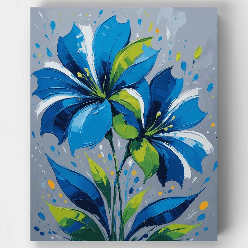 Blue Lily Flowers - Paint by Numbers Kit