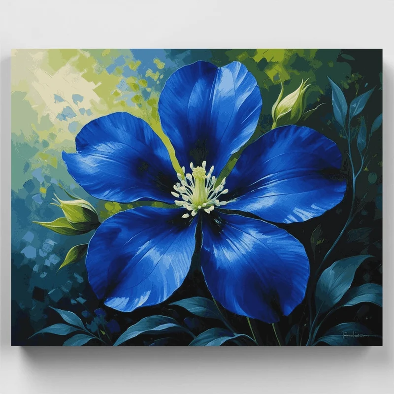 Blue Flower Botanical Art - Paint by Numbers Kit