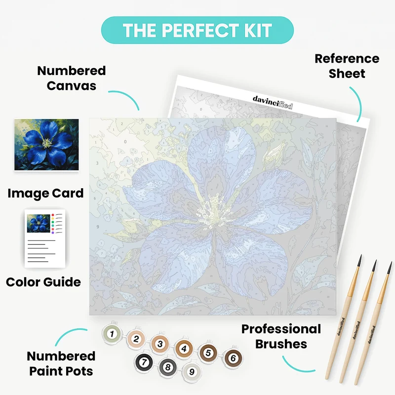 Blue Flower Botanical Art - Paint by Numbers Kit