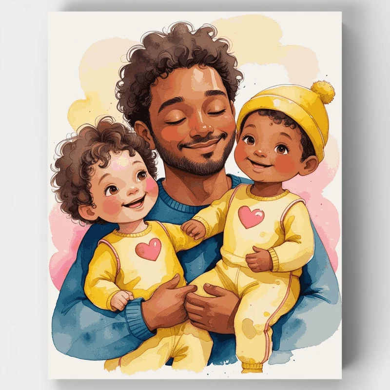 Father and Children Bonding Moment - Paint by Numbers Kit