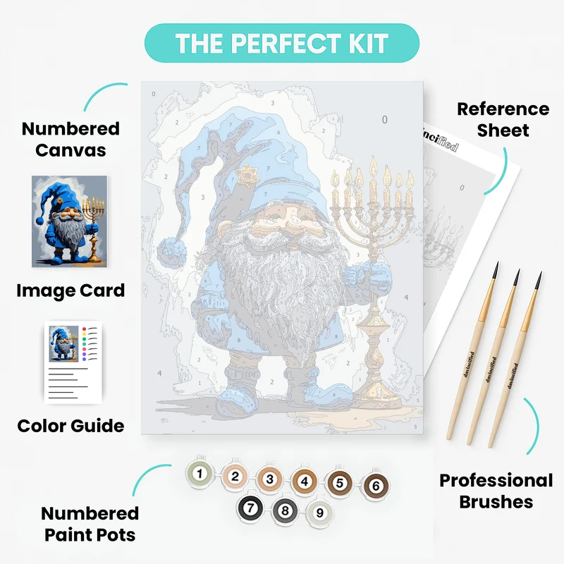 Gnome with Menorah - Paint by Numbers Kit