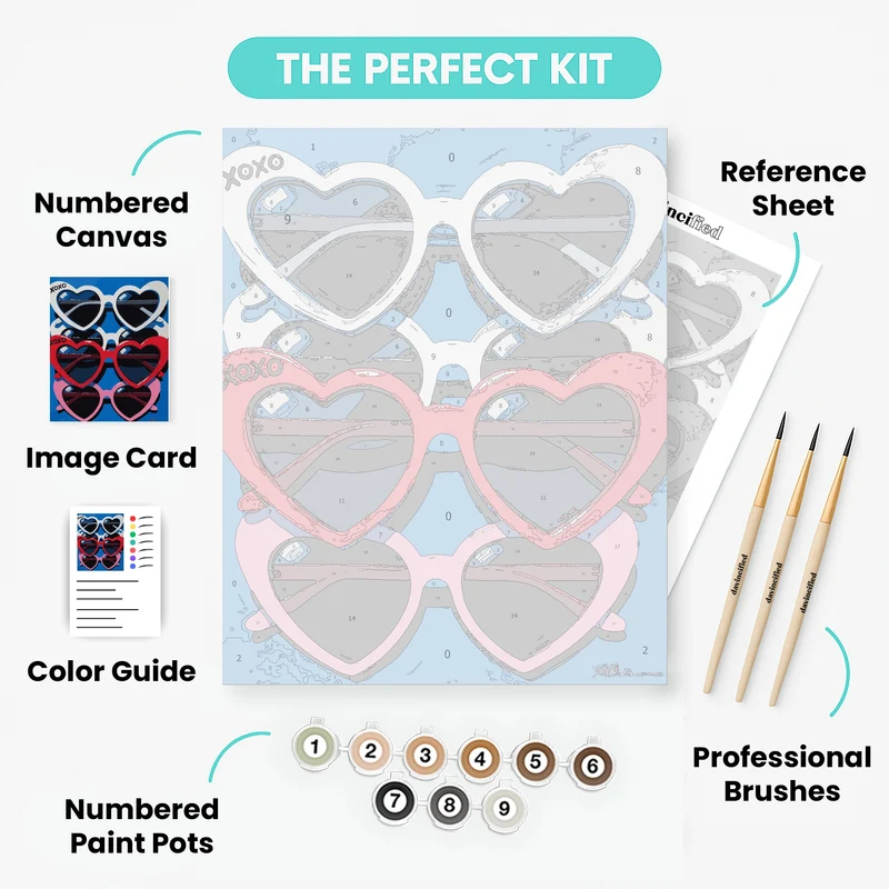 Heart-Shaped Sunglasses - Paint by Numbers Kit
