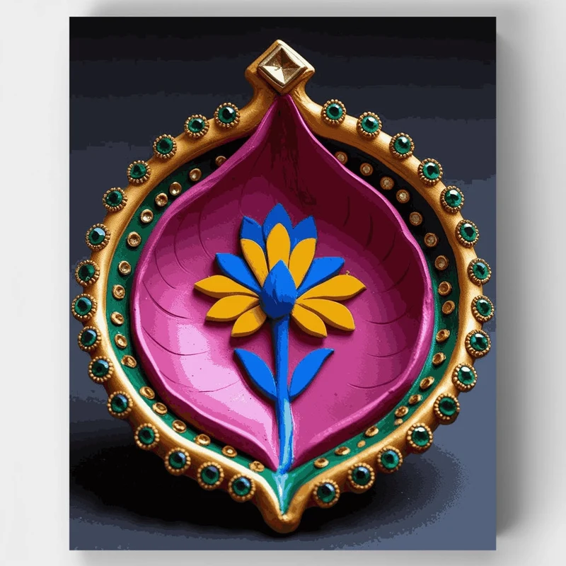 Decorative Diwali Oil Lamp - Paint by Numbers Kit
