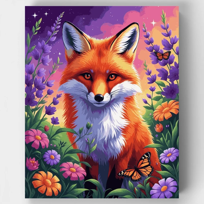 Vibrant Fox in Lavender Garden - Paint by Numbers Kit
