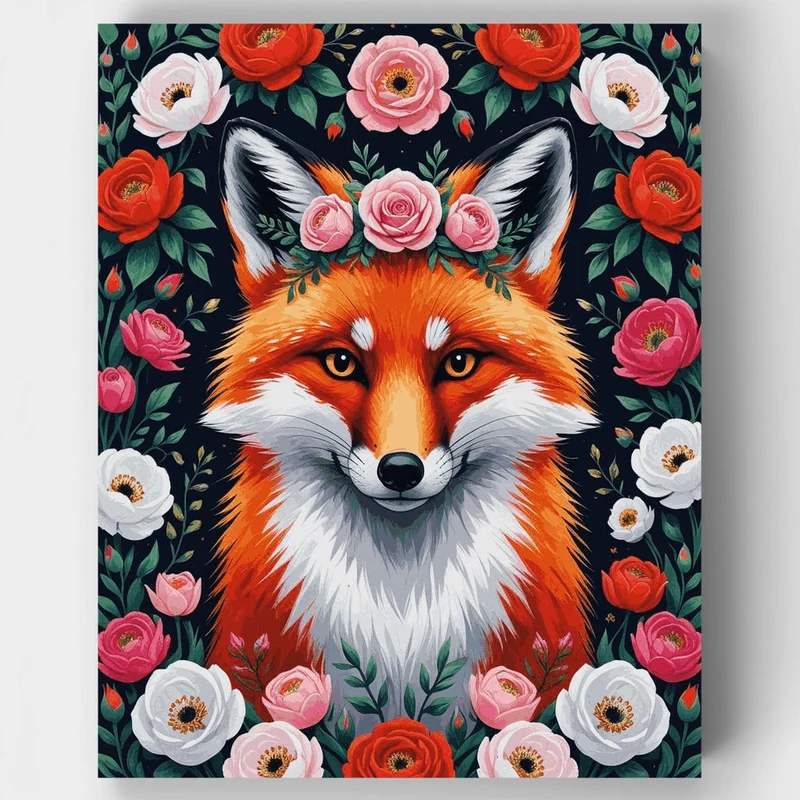 Fox with Floral Crown - Paint by Numbers Kit