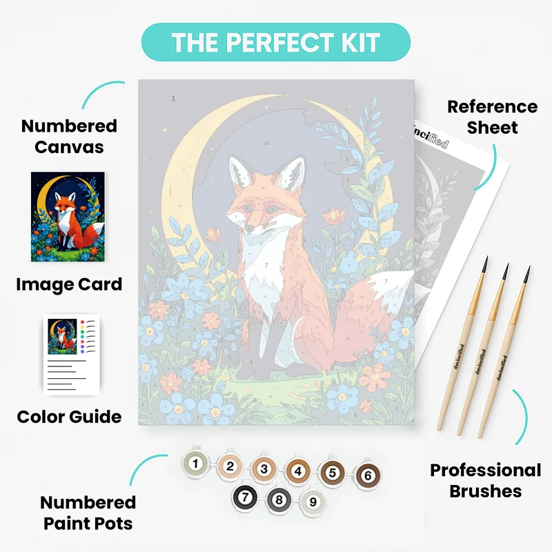 Fox Under Crescent Moon - Paint by Numbers Kit