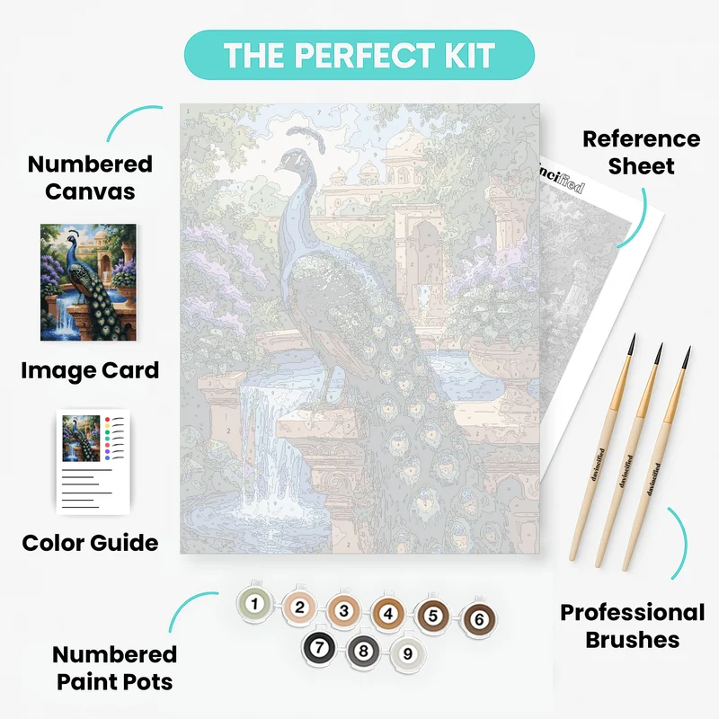 Majestic Peacock in Palace Garden - Paint by Numbers Kit