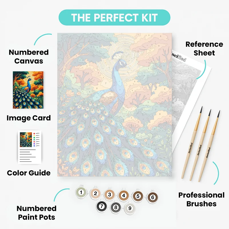 Majestic Peacock in Autumn Forest - Paint by Numbers Kit
