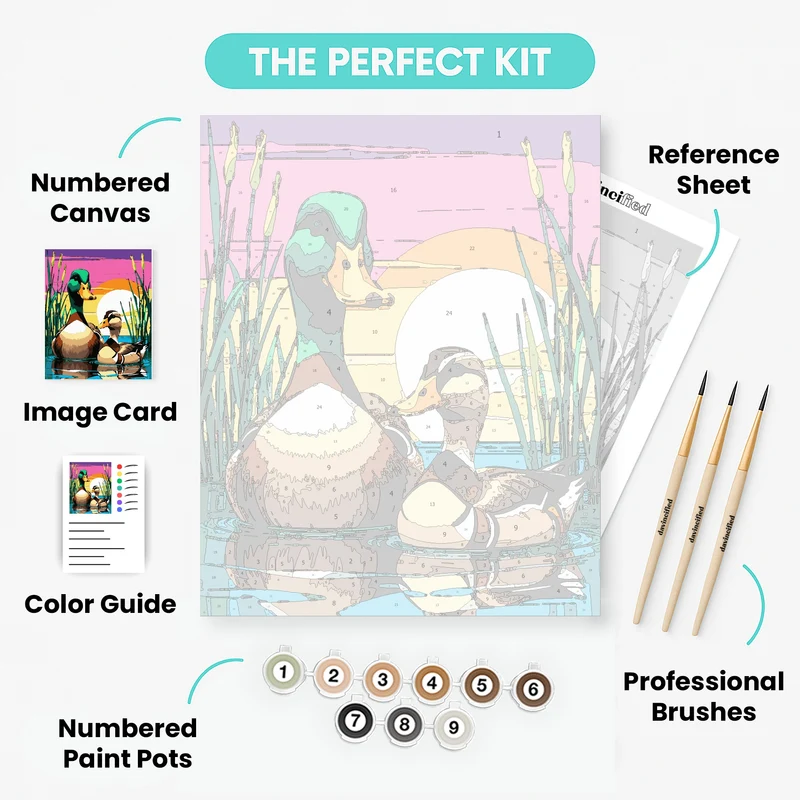 Two Ducks in Sunset Waters - Paint by Numbers Kit