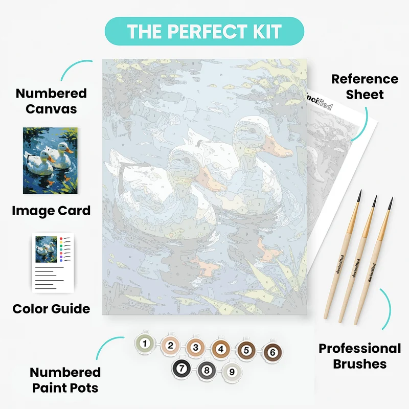 Two White Ducks Swimming - Paint by Numbers Kit