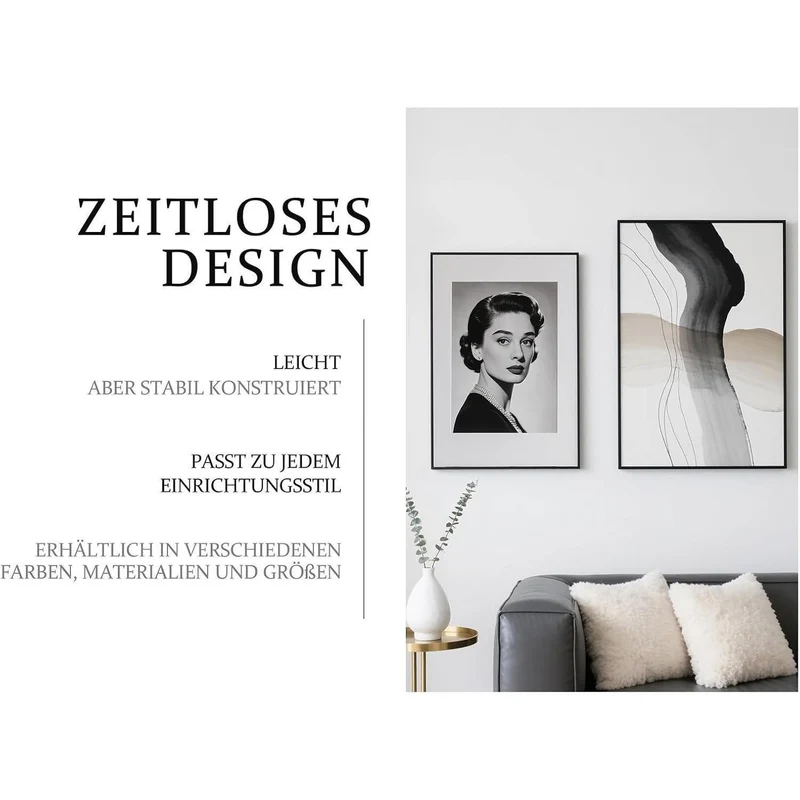 Bilderrahmen 40x60 cm Aluminium Schwarz mit Kunstglas
