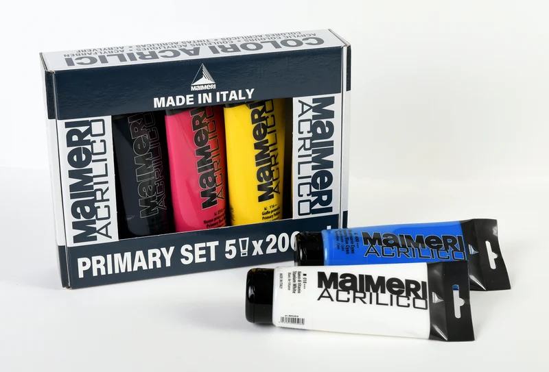 Maimeri Acrilico Acrylfarben-Set Primary 200 ml