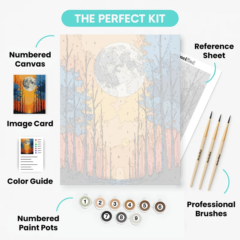 Moonlit Forest in Autumn Colors - Paint by Numbers Kit
