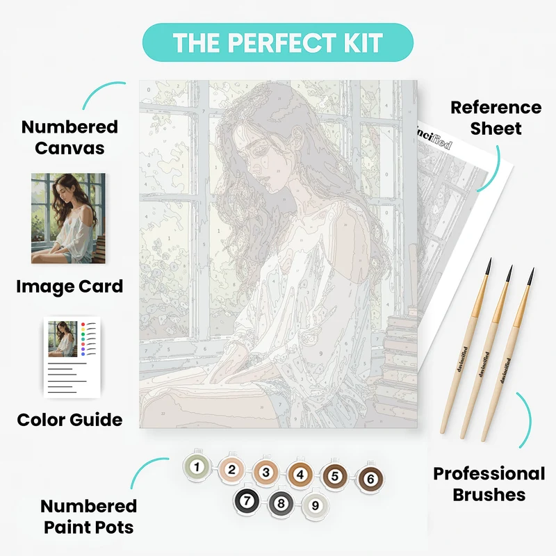 Contemplative Woman by Window - Paint by Numbers Kit