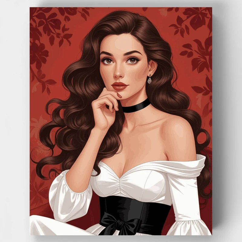 Elegant Woman in Victorian Dress - Paint by Numbers Kit