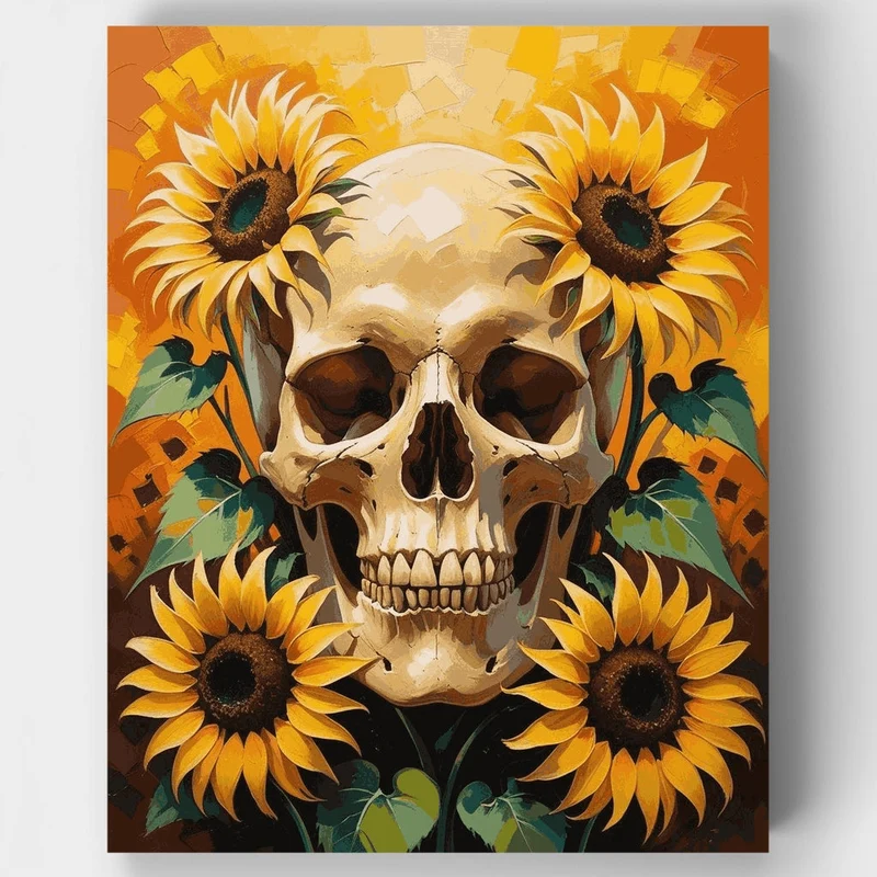 Skull with Sunflowers - Paint by Numbers Kit