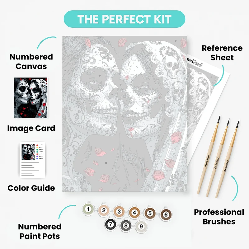 Day of the Dead Sugar Skull Couple - Paint by Numbers Kit