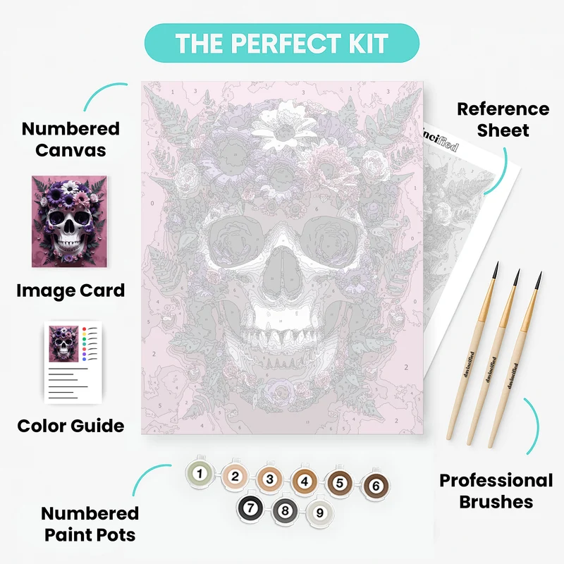 Floral Skull Day of the Dead - Paint by Numbers Kit