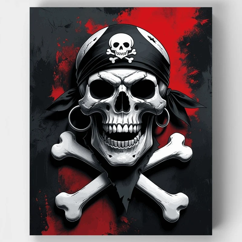 Pirate Skull and Crossbones - Paint by Numbers Kit