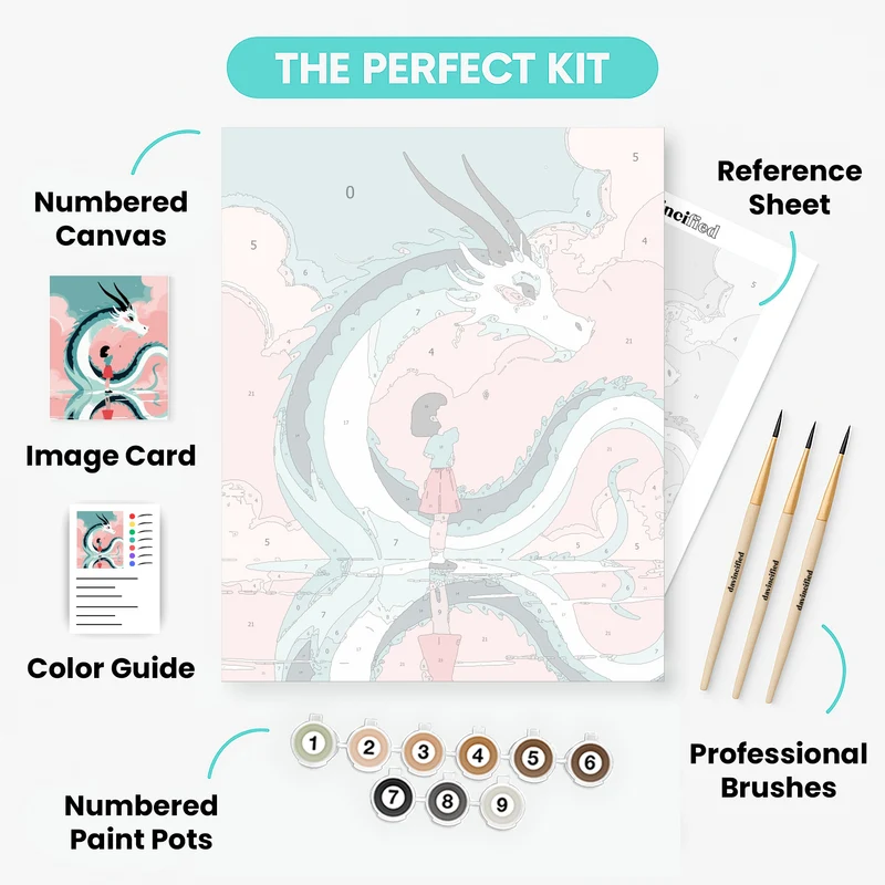 Girl and Dragon Friendship - Paint by Numbers Kit